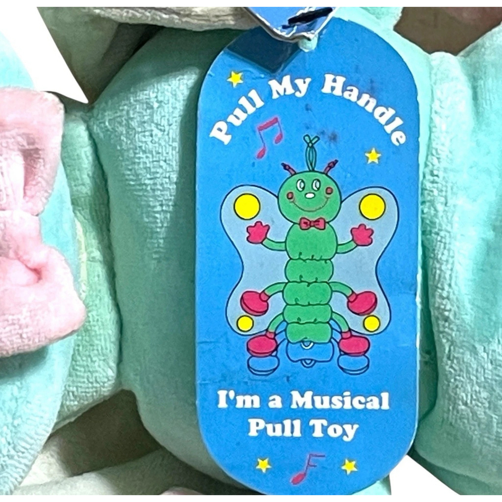 Vintage First Peek Musical Butterfly Plush Hanging Pull Toy FAO Schwarz Tag READ - Picture 11 of 16
